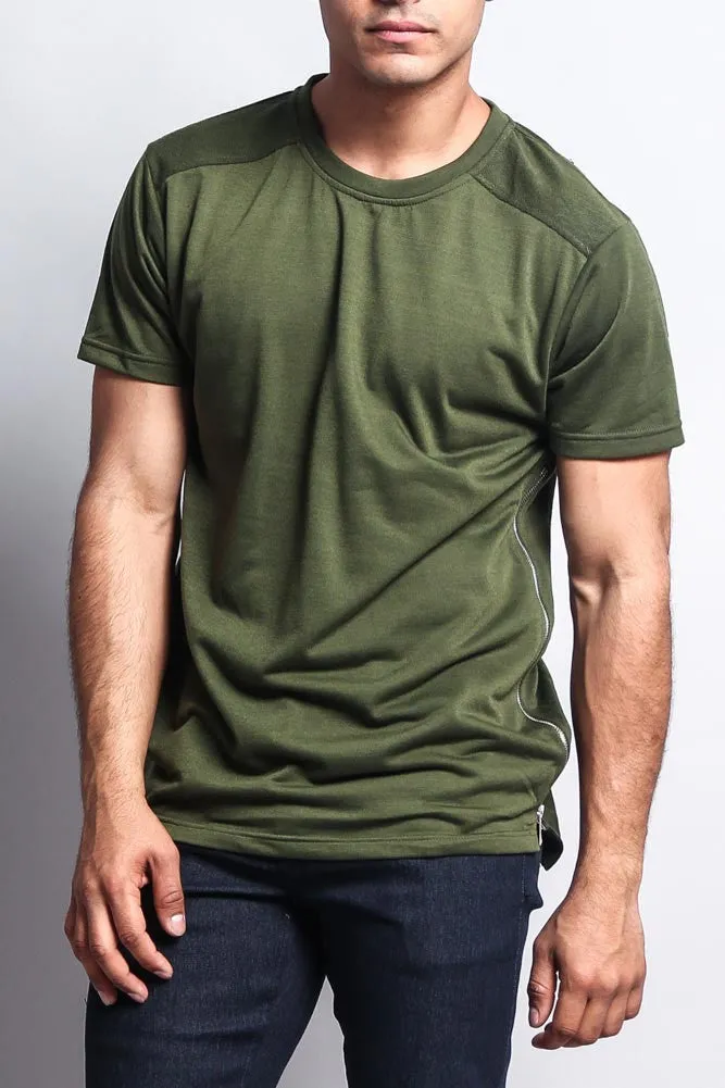 Long Side Zipper Extended Length T-Shirt
