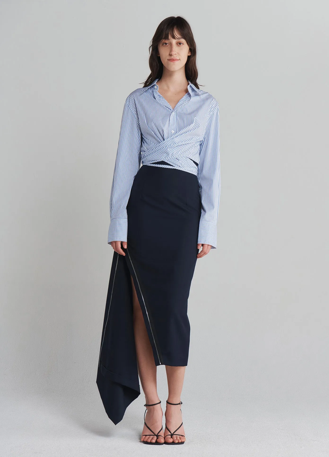 Long Sleeve Wrap Cropped Shirt