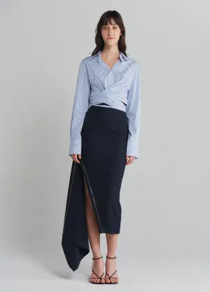 Long Sleeve Wrap Cropped Shirt