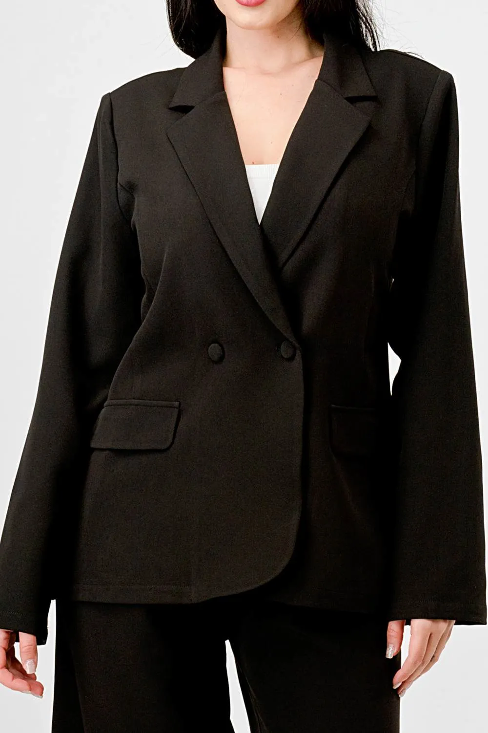 LUXE STRETCH WOVEN LOOSE FIT BLAZER AND PANTS SET