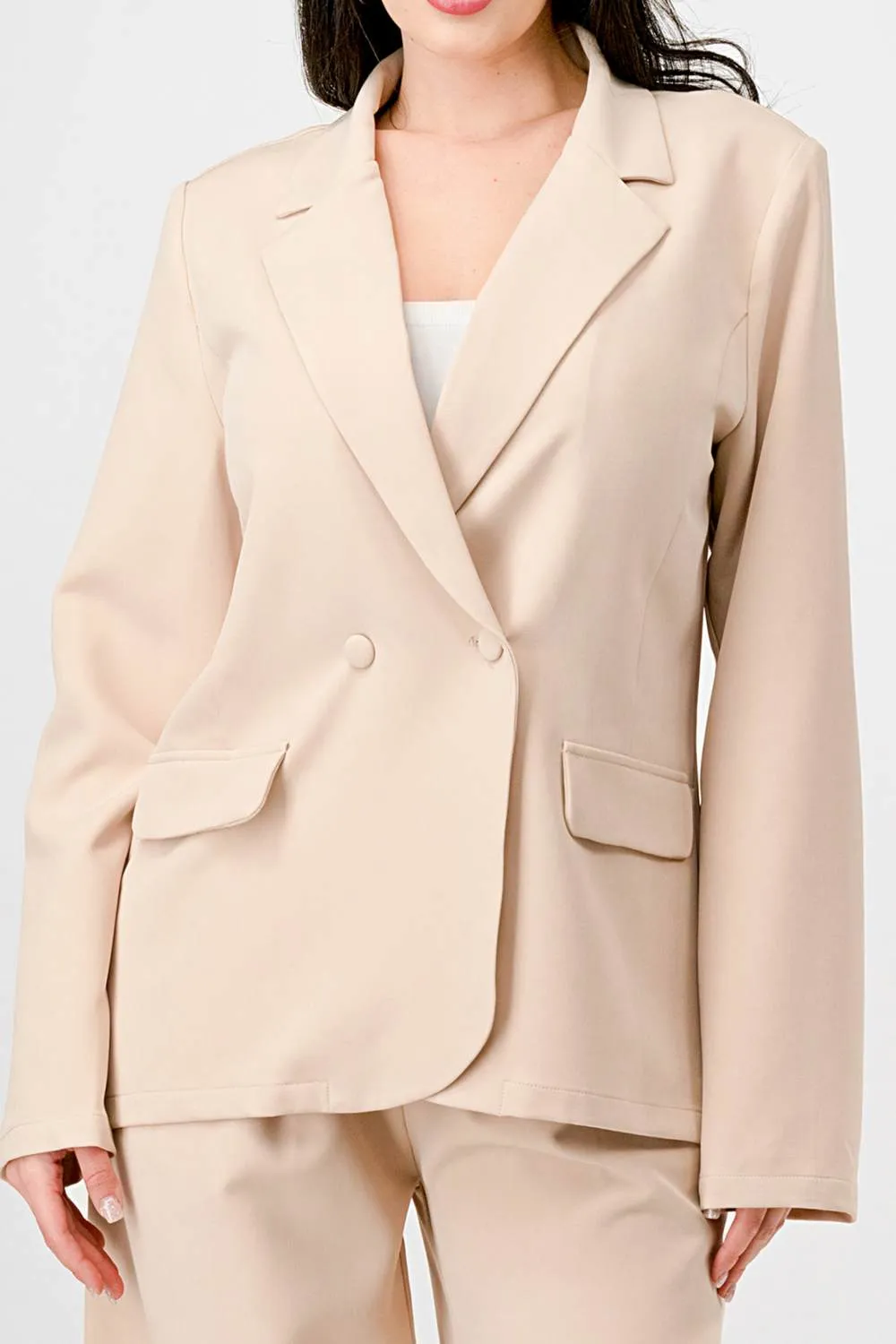 LUXE STRETCH WOVEN LOOSE FIT BLAZER AND PANTS SET