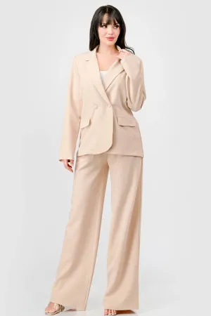 LUXE STRETCH WOVEN LOOSE FIT BLAZER AND PANTS SET