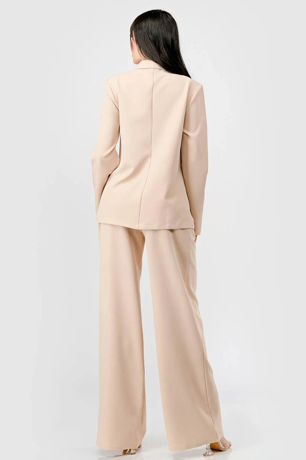LUXE STRETCH WOVEN LOOSE FIT BLAZER AND PANTS SET