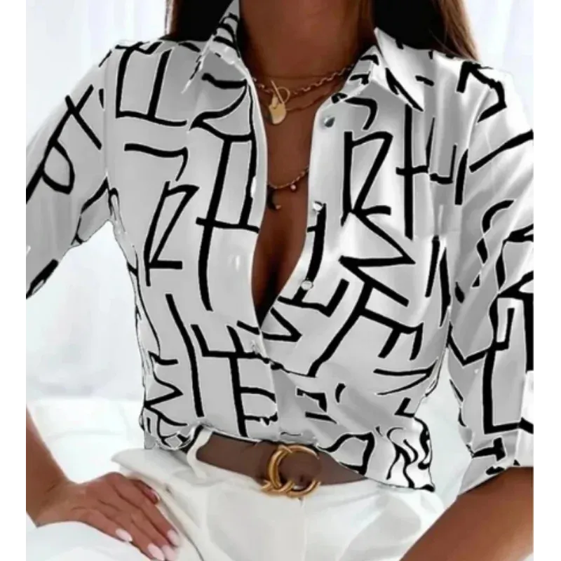 LVSANW 2024 Fashion Commuter New Versatile Printed Long Sleeve Personalized Street Shirt Comfortable Casual Top Temperament for Women