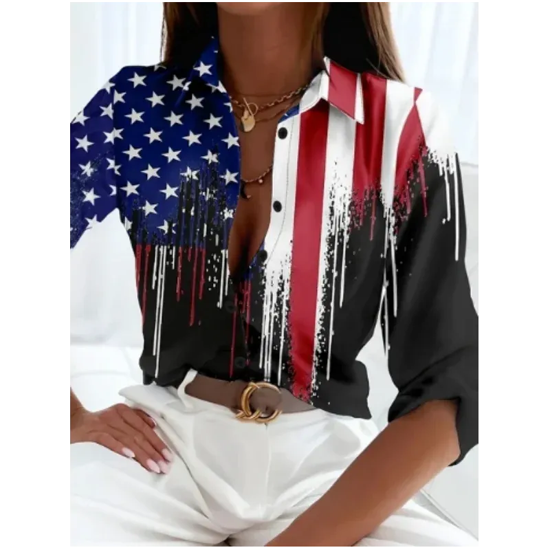 LVSANW 2024 Fashion Commuter New Versatile Printed Long Sleeve Personalized Street Shirt Comfortable Casual Top Temperament for Women