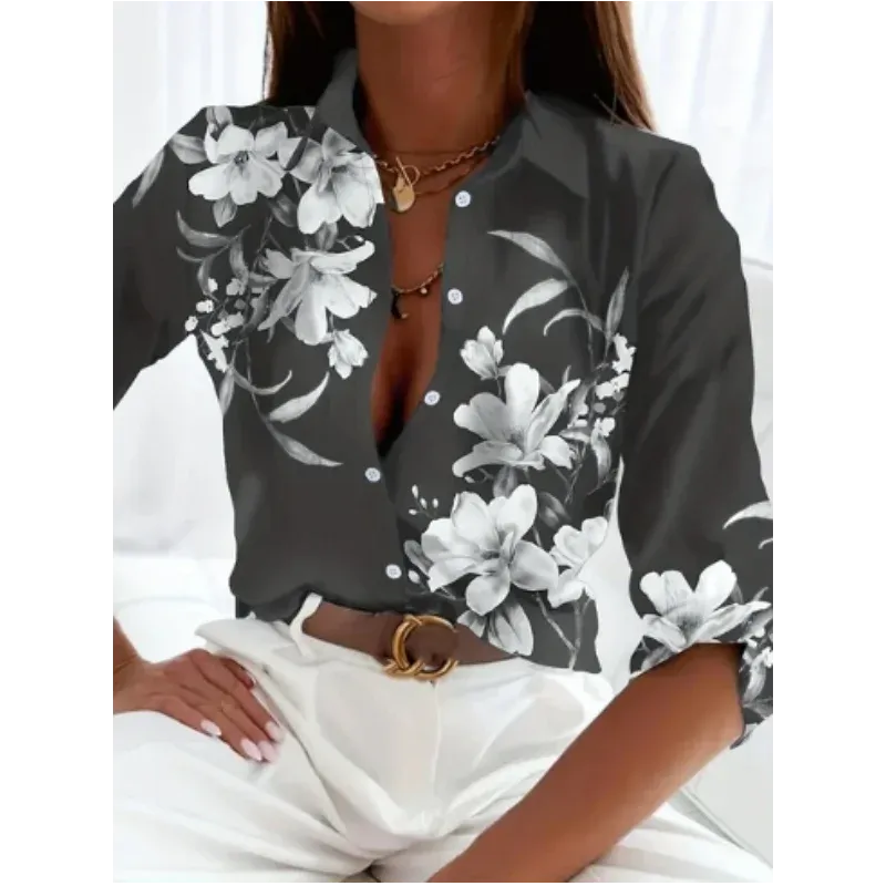 LVSANW 2024 Fashion Commuter New Versatile Printed Long Sleeve Personalized Street Shirt Comfortable Casual Top Temperament for Women