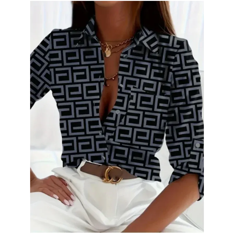 LVSANW 2024 Fashion Commuter New Versatile Printed Long Sleeve Personalized Street Shirt Comfortable Casual Top Temperament for Women
