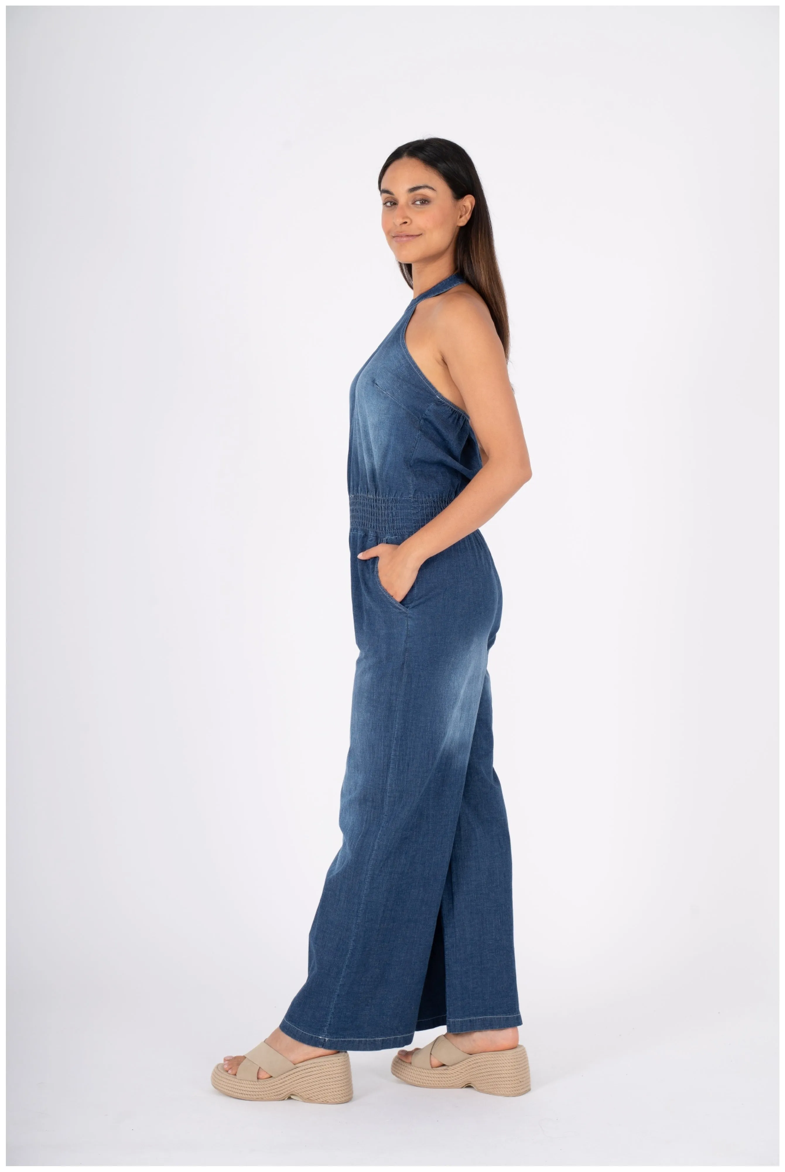 M Made in Italy  Ladies Woven Jumpsuit  Jeans