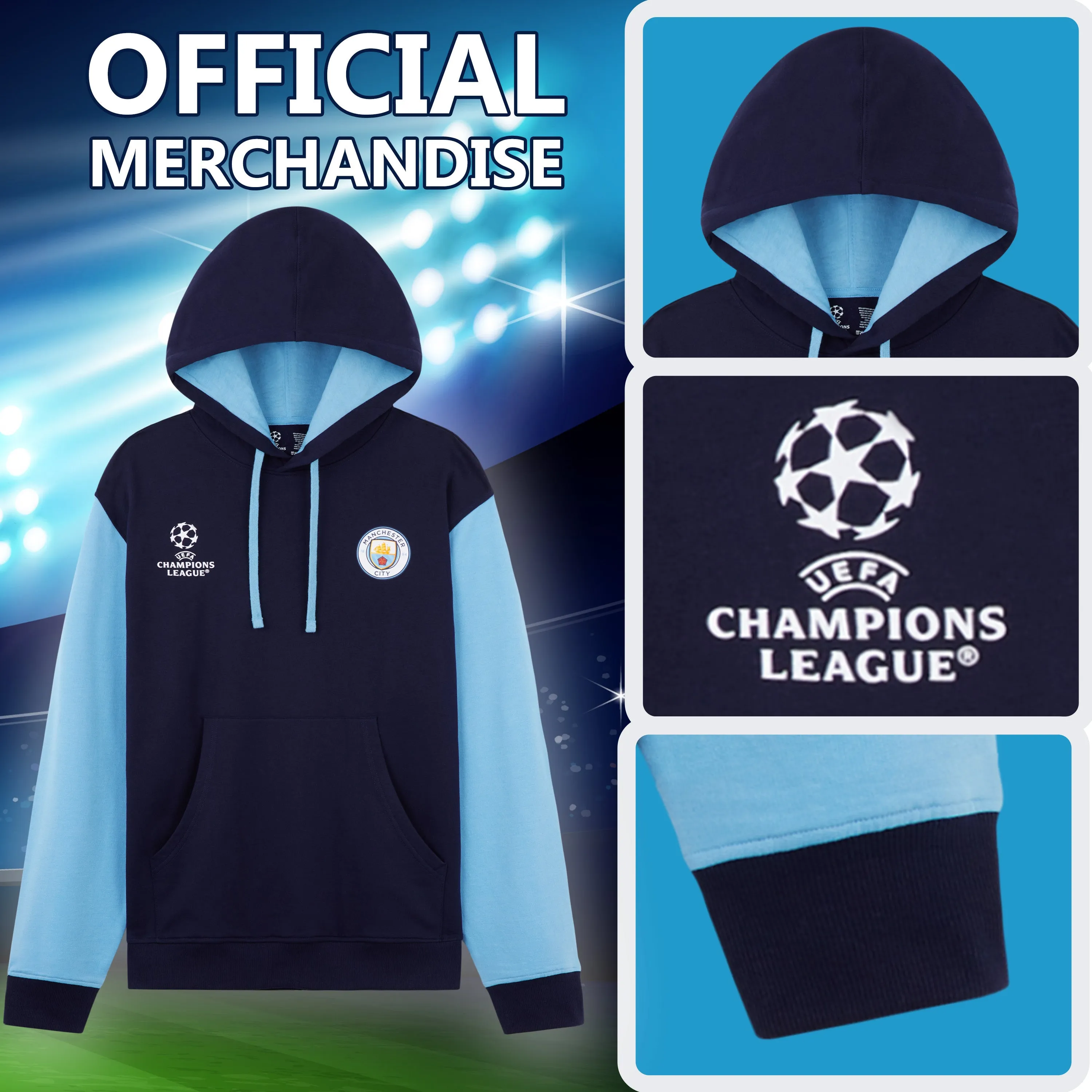 MANCHESTER CITY F.C. Mens Hoodie Teenagers Warm Hooded Sweatshirt Man City Gifts