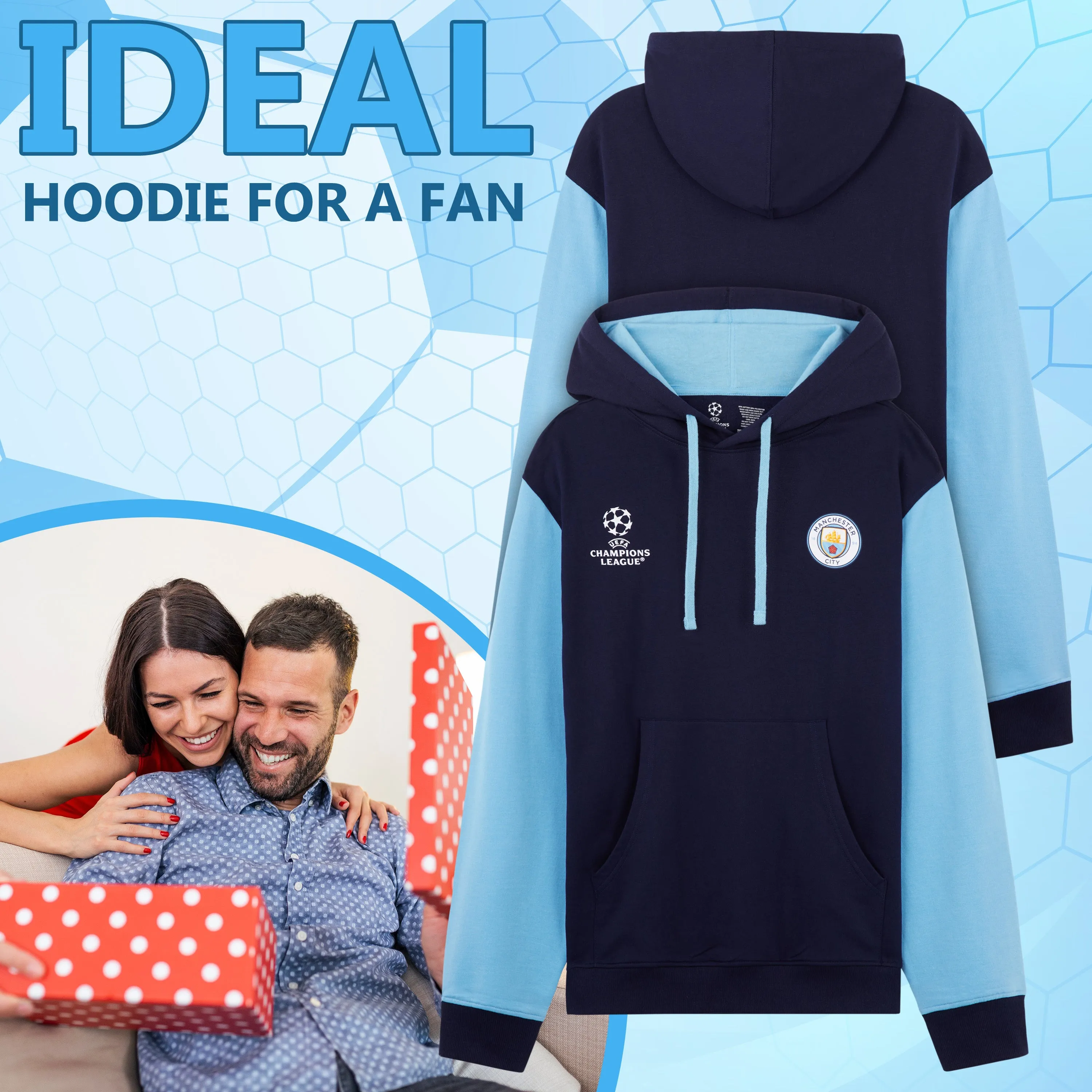 MANCHESTER CITY F.C. Mens Hoodie Teenagers Warm Hooded Sweatshirt Man City Gifts