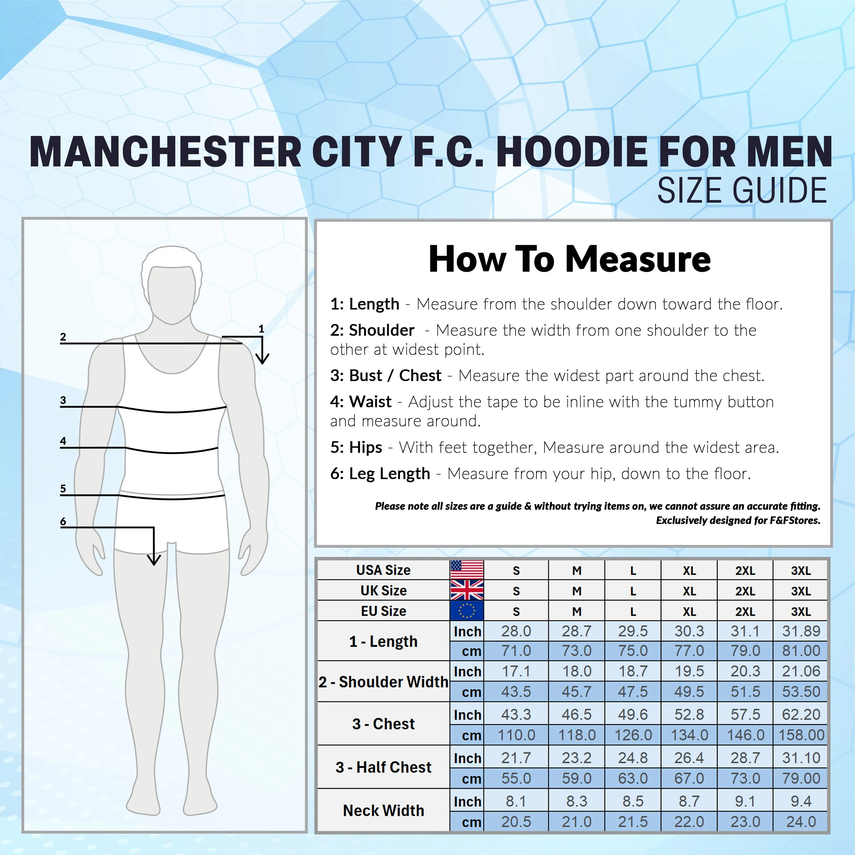 MANCHESTER CITY F.C. Mens Hoodie Teenagers Warm Hooded Sweatshirt Man City Gifts