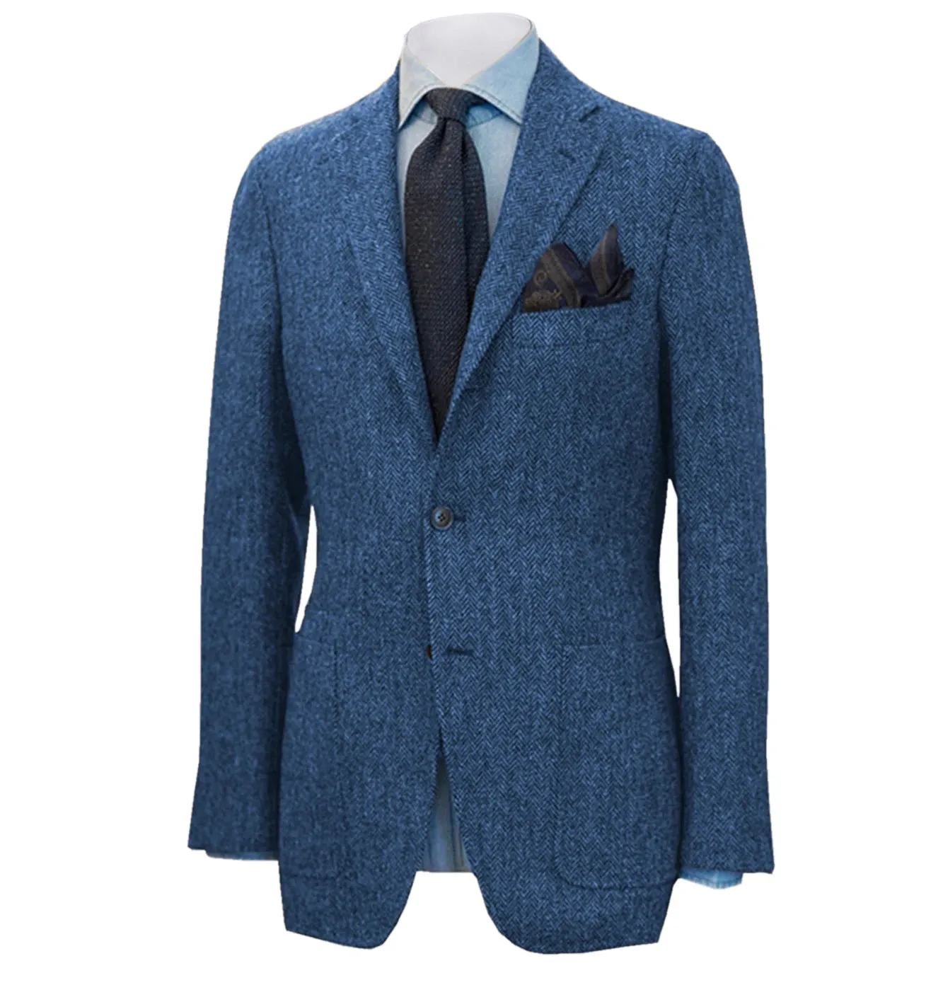 Mens British Herringbone Tweed Wool Suit Jacket