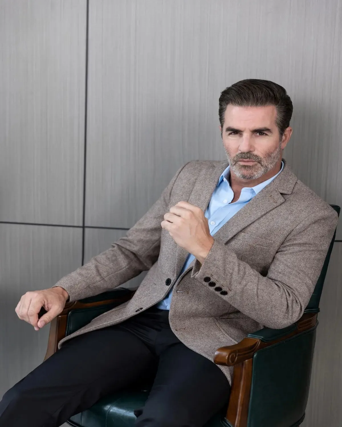 Mens British Herringbone Tweed Wool Suit Jacket