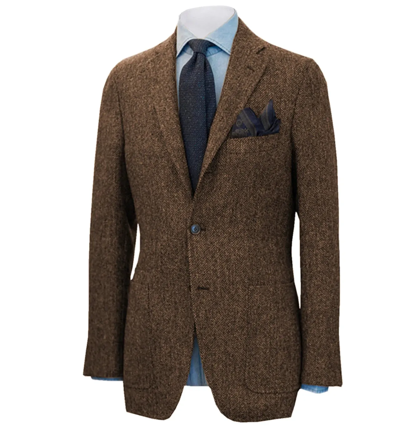 Mens British Herringbone Tweed Wool Suit Jacket