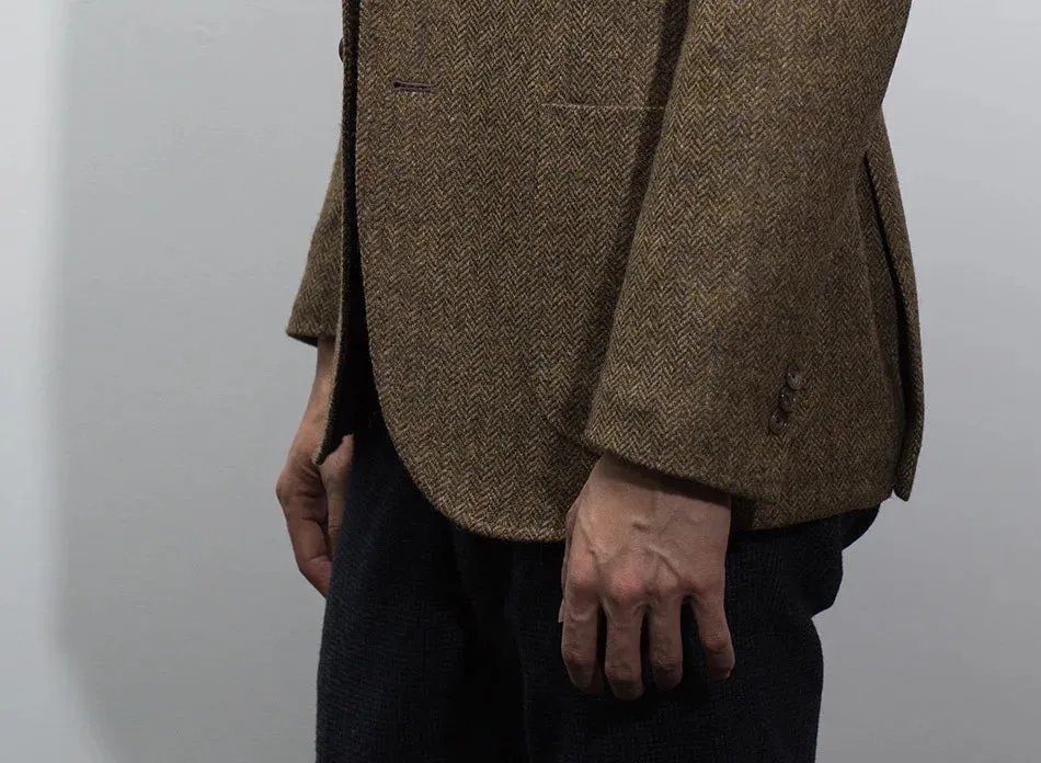 Mens British Herringbone Tweed Wool Suit Jacket