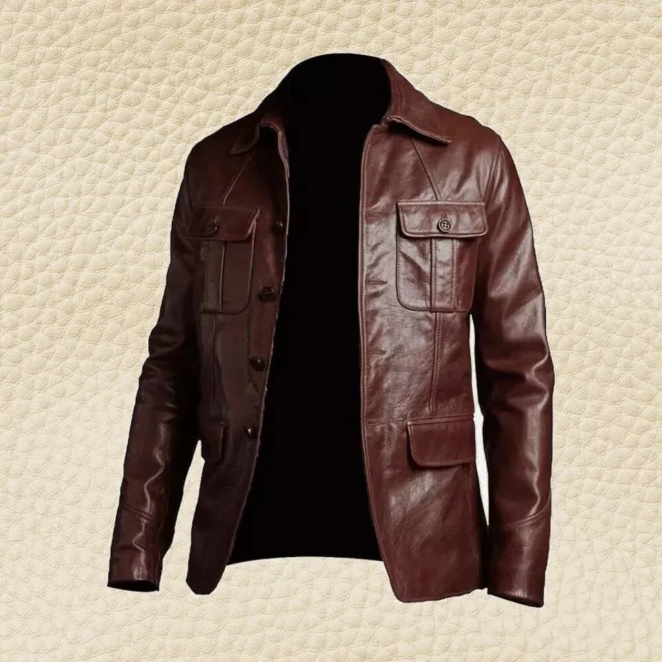 Men's Lambskin Genuine Leather Blazer Coat | Casual Wear Leather Blazers | Brown Real Lambskin Leather Jacket Blazer Coat