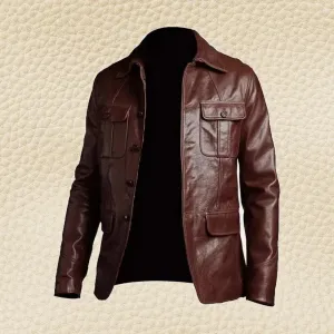 Men's Lambskin Genuine Leather Blazer Coat | Casual Wear Leather Blazers | Brown Real Lambskin Leather Jacket Blazer Coat