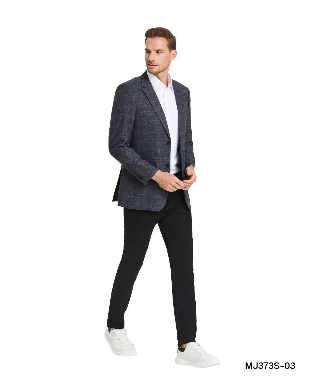 Men’s Plaid Slim-Fit Blazer with Notch Lapel – A Blend of Style &amp; Sophistication | D&K Menswear