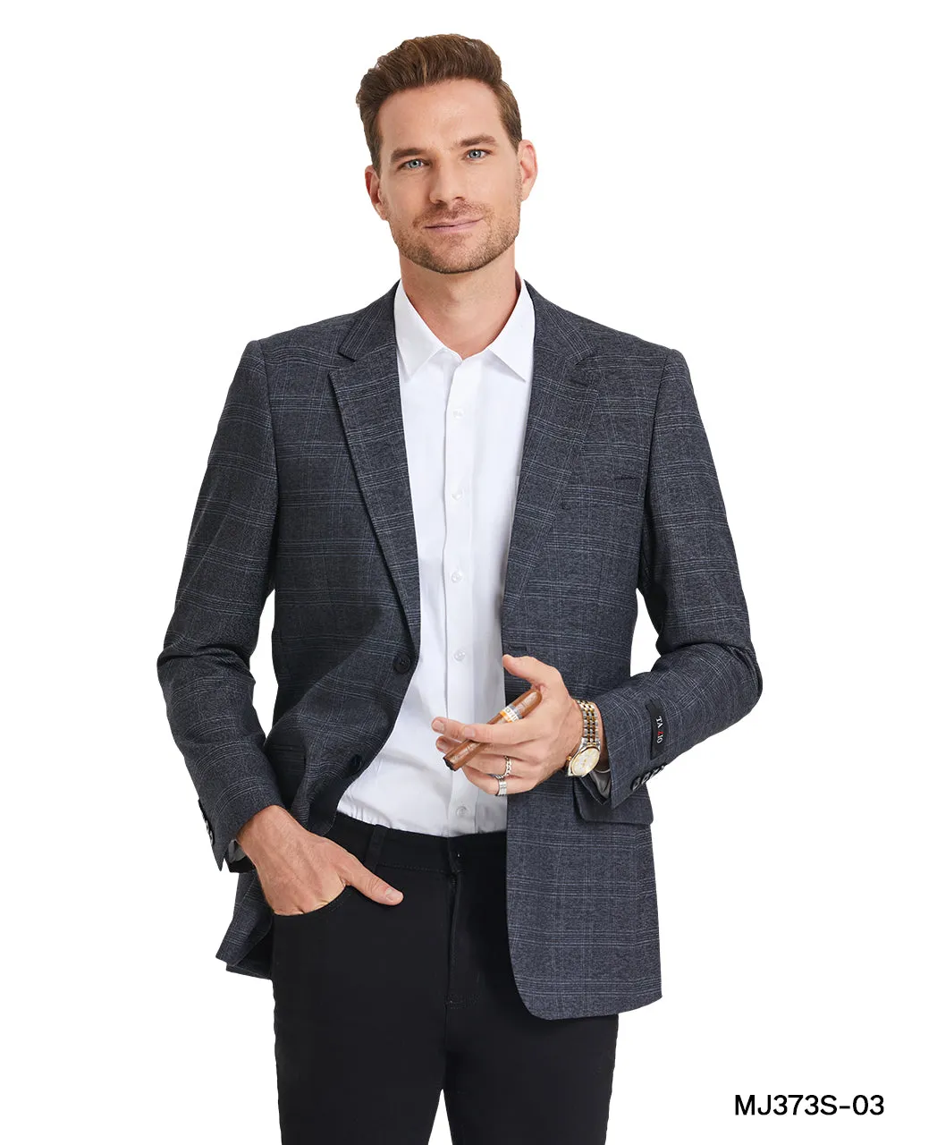 Men’s Plaid Slim-Fit Blazer with Notch Lapel – A Blend of Style &amp; Sophistication | D&K Menswear