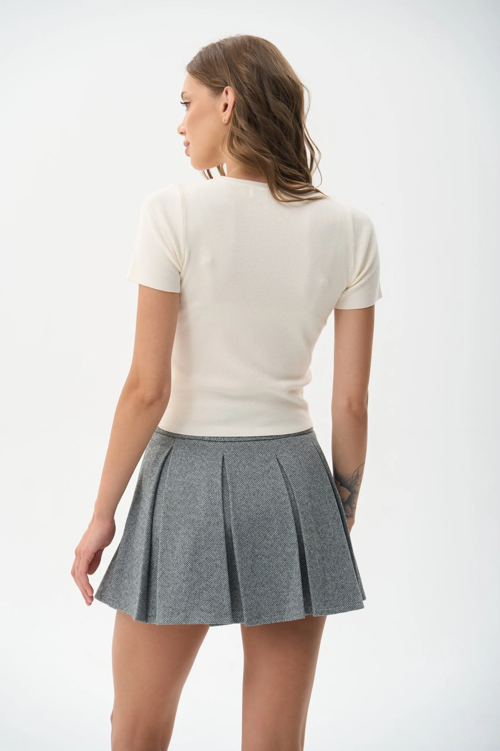 Milk Cropped Knit T-shirt