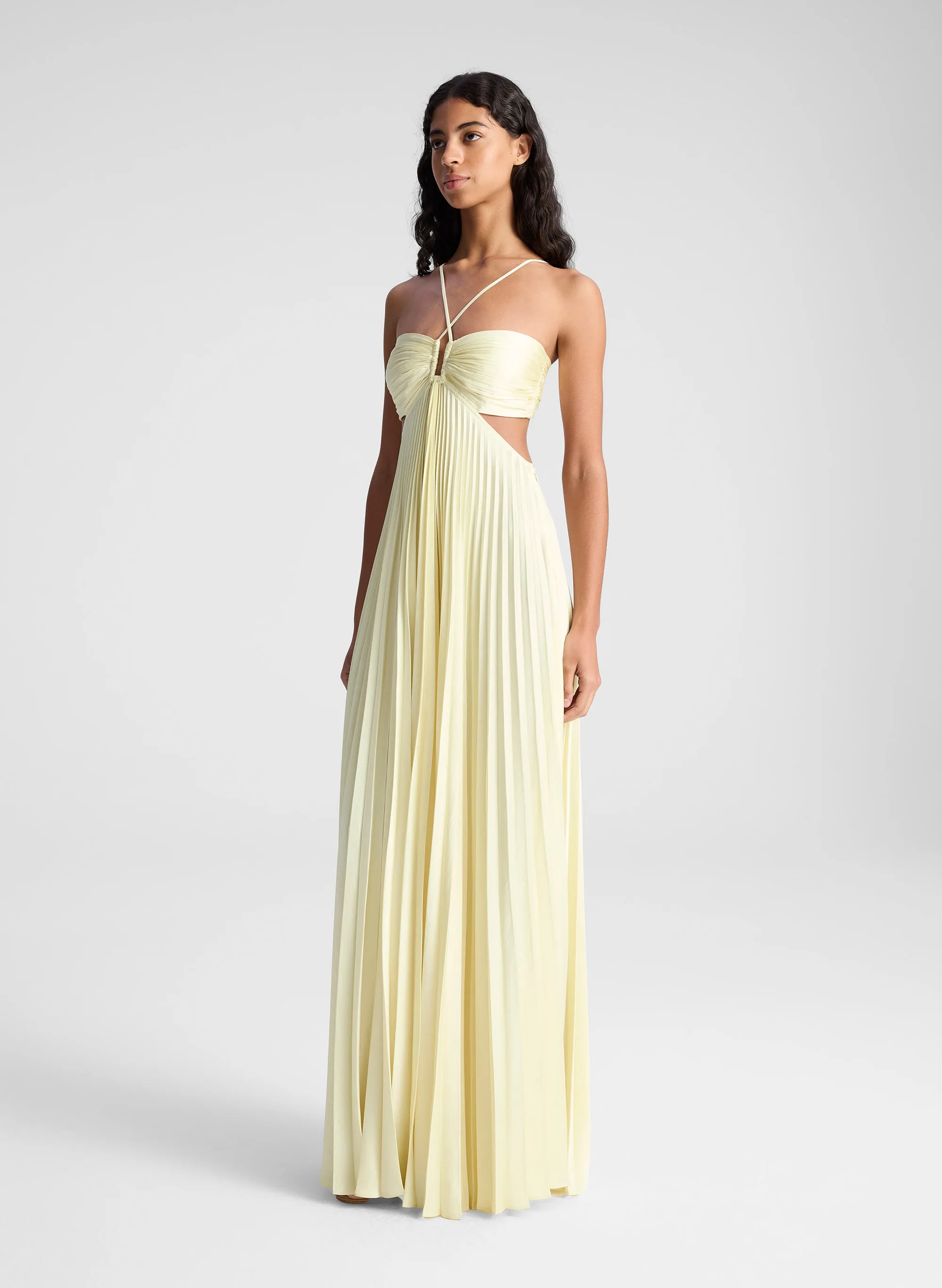 Moira Satin Pleated Maxi Dress