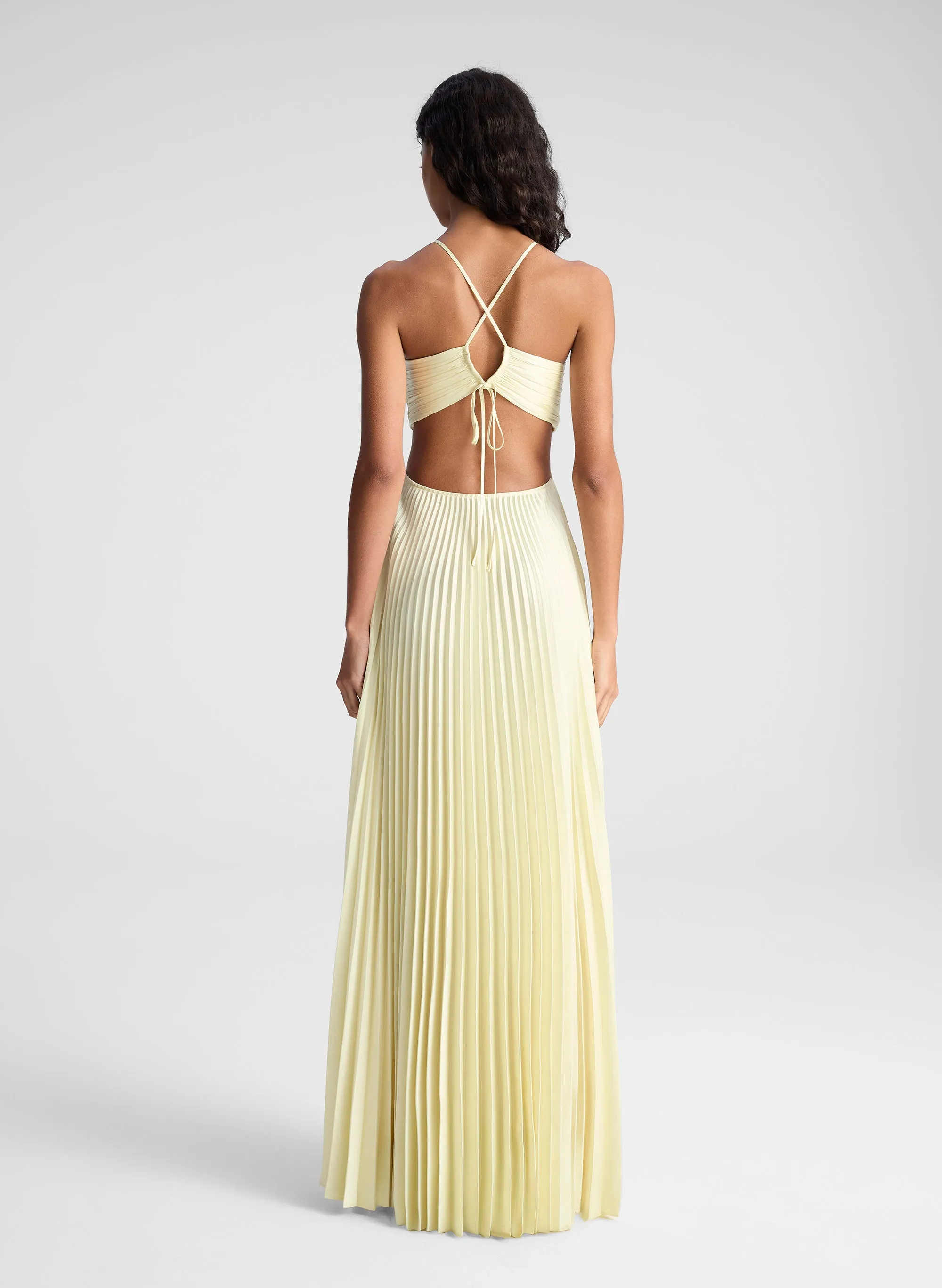 Moira Satin Pleated Maxi Dress