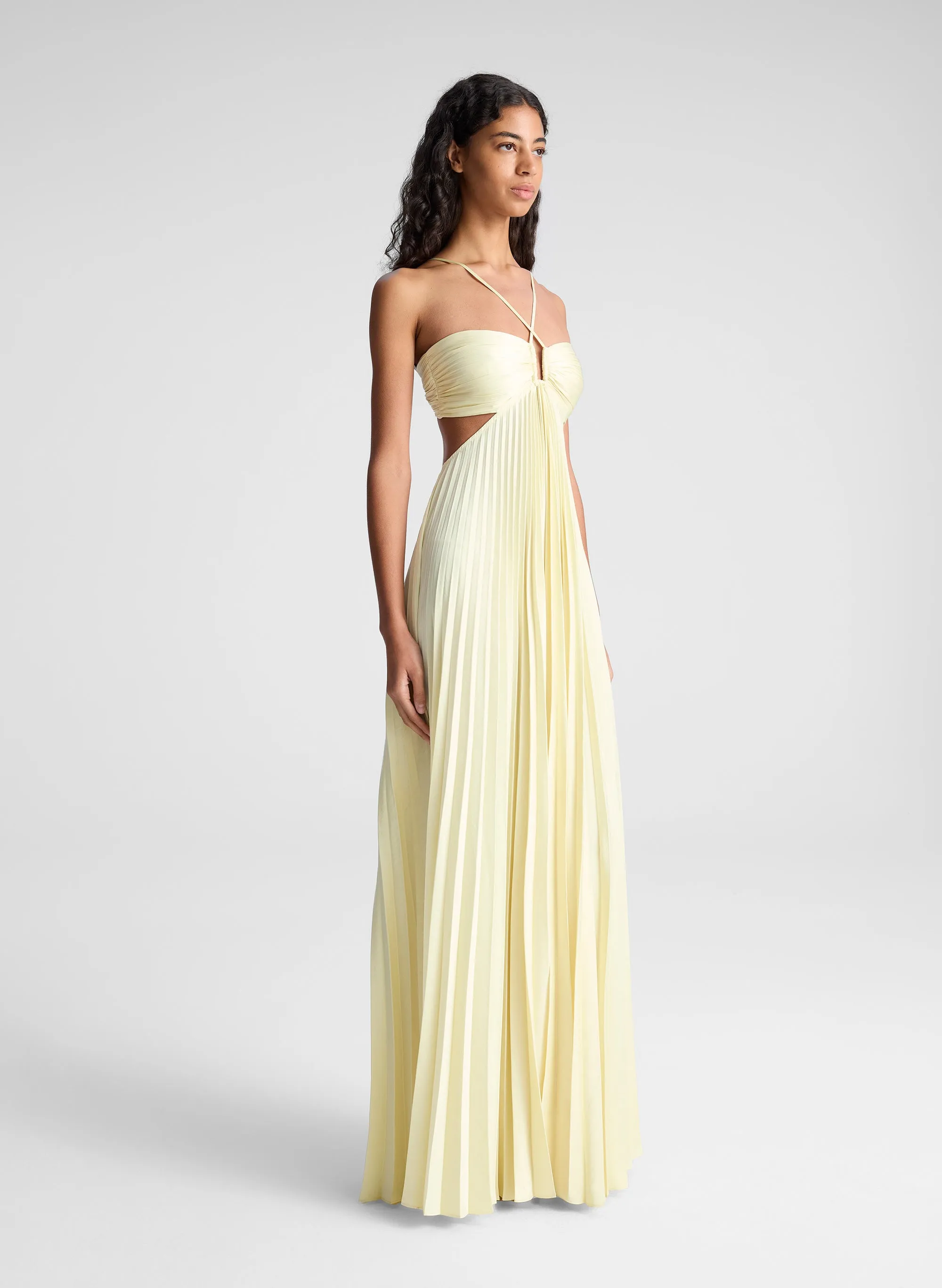 Moira Satin Pleated Maxi Dress