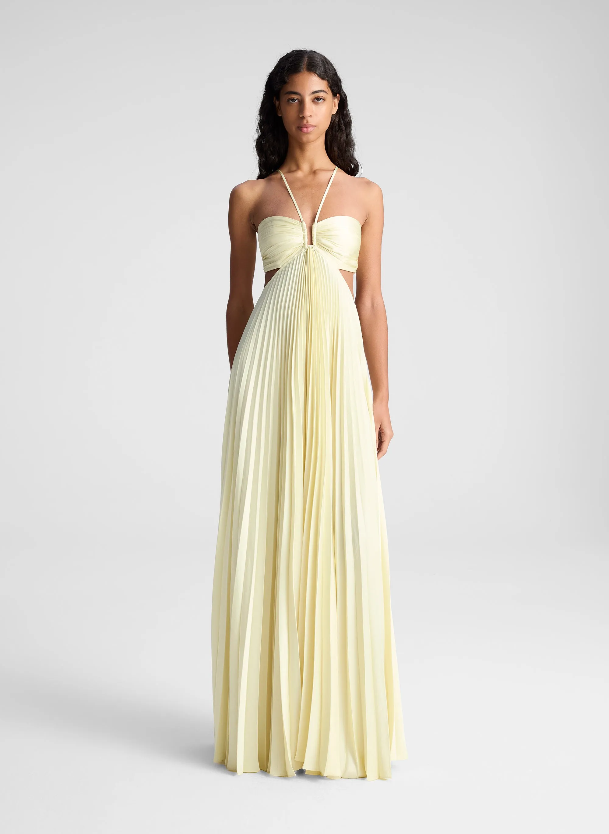 Moira Satin Pleated Maxi Dress