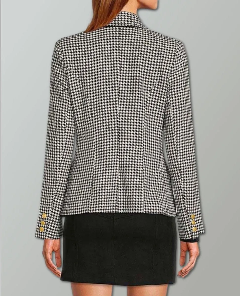 Naomi Double Breasted Blazer Black Check