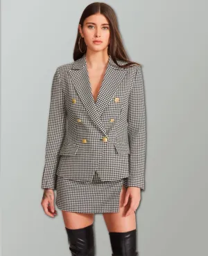 Naomi Double Breasted Blazer Black Check
