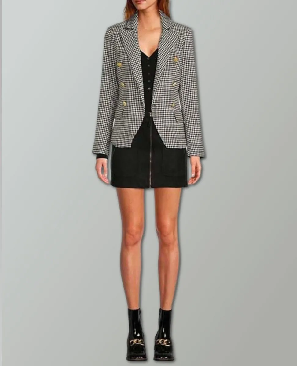 Naomi Double Breasted Blazer Black Check