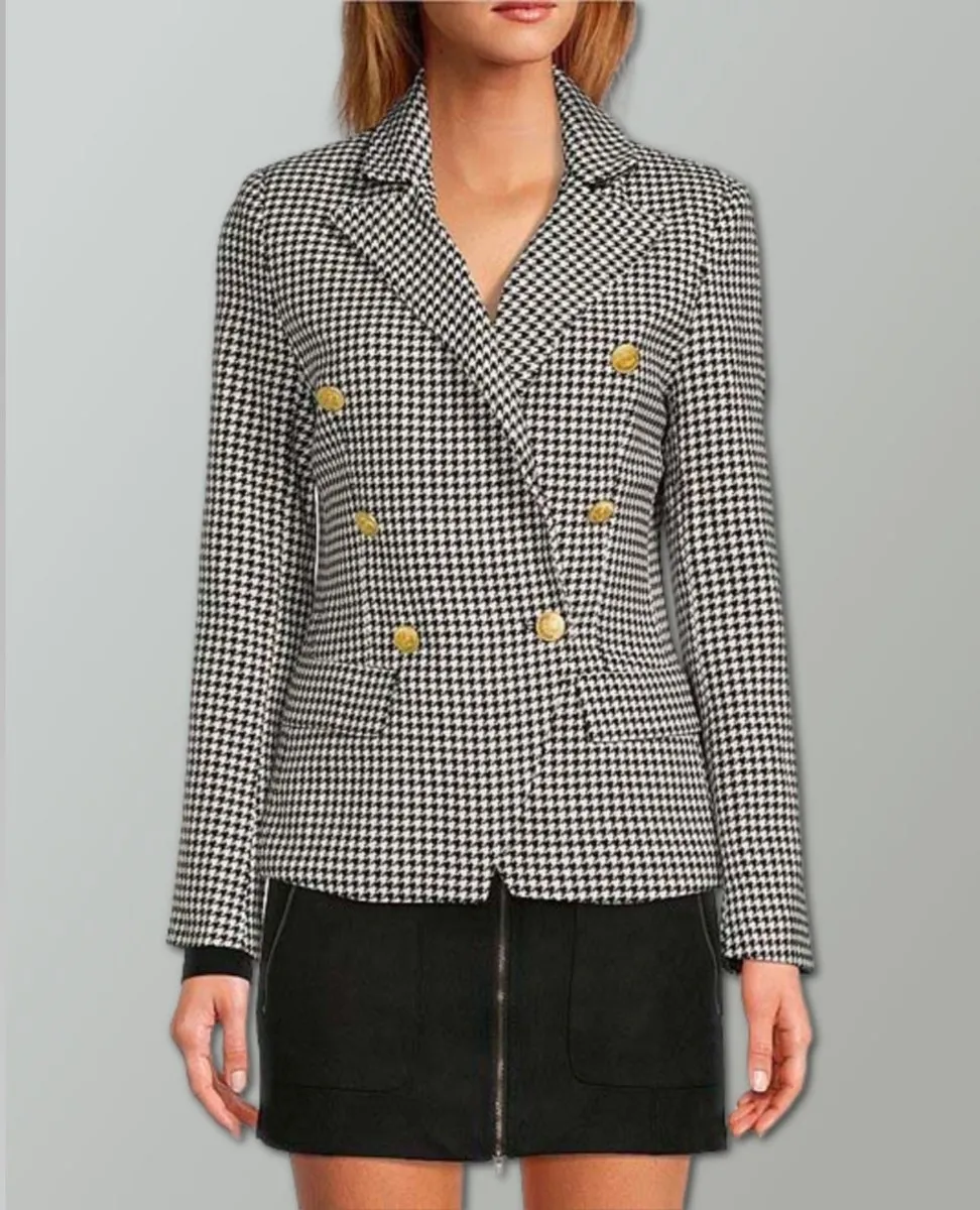 Naomi Double Breasted Blazer Black Check