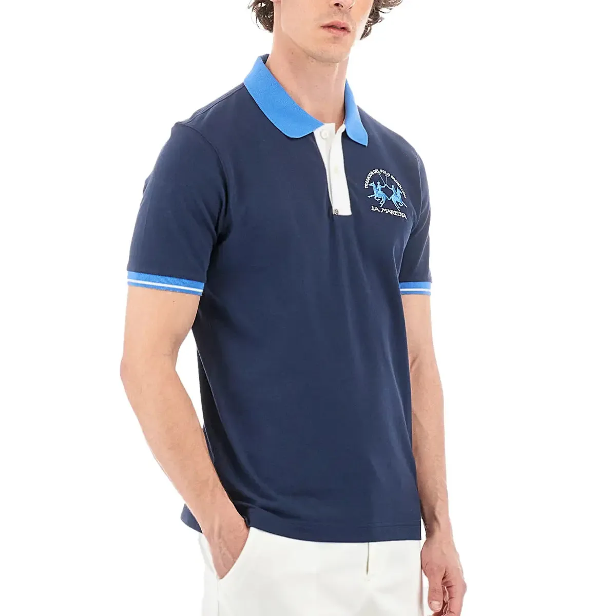 Navy Regular-fit Cotton Stretch Polo shirt
