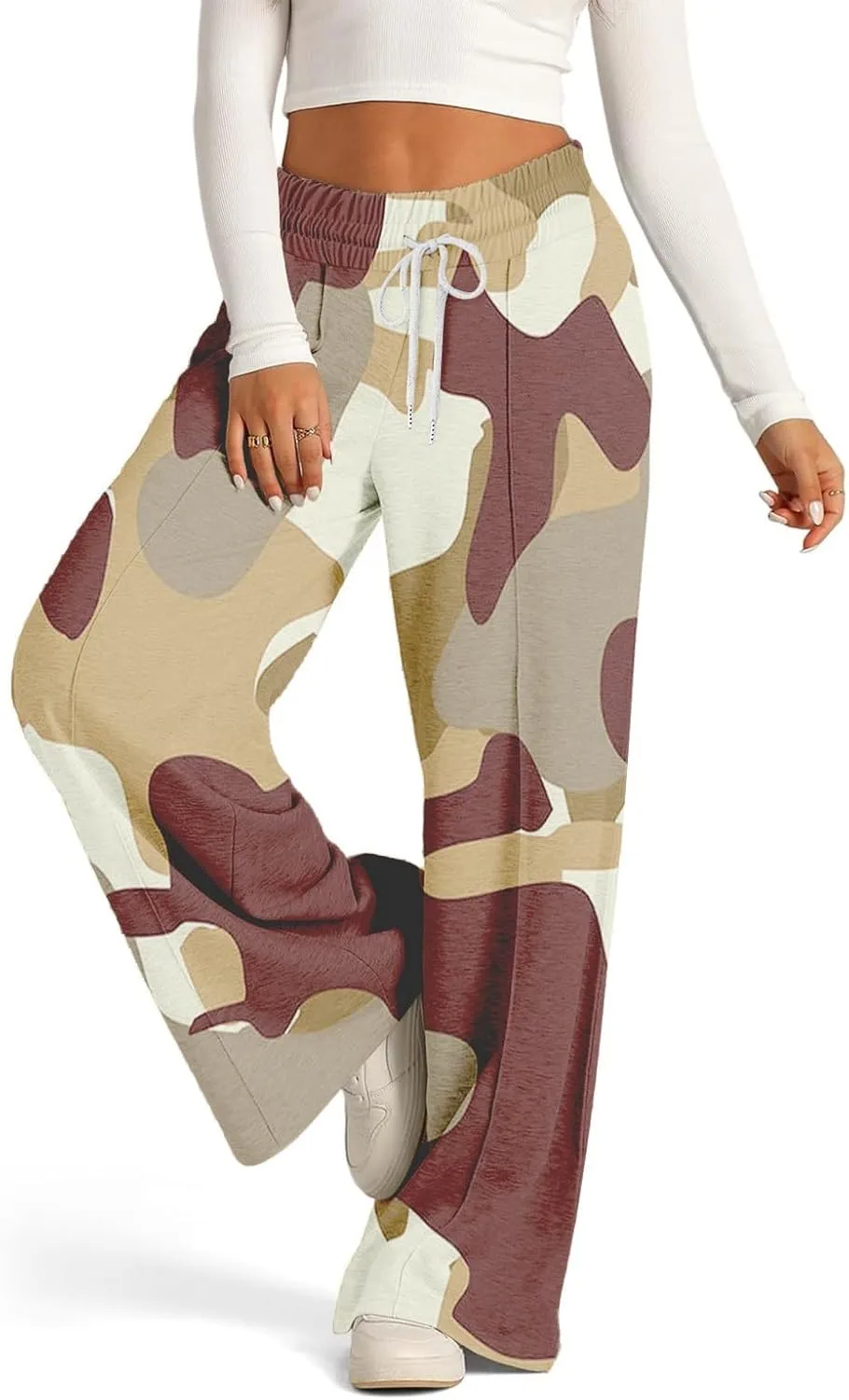 Pants for Women, Summer Straight Leg High Waisted Wide Linen Pants Loose