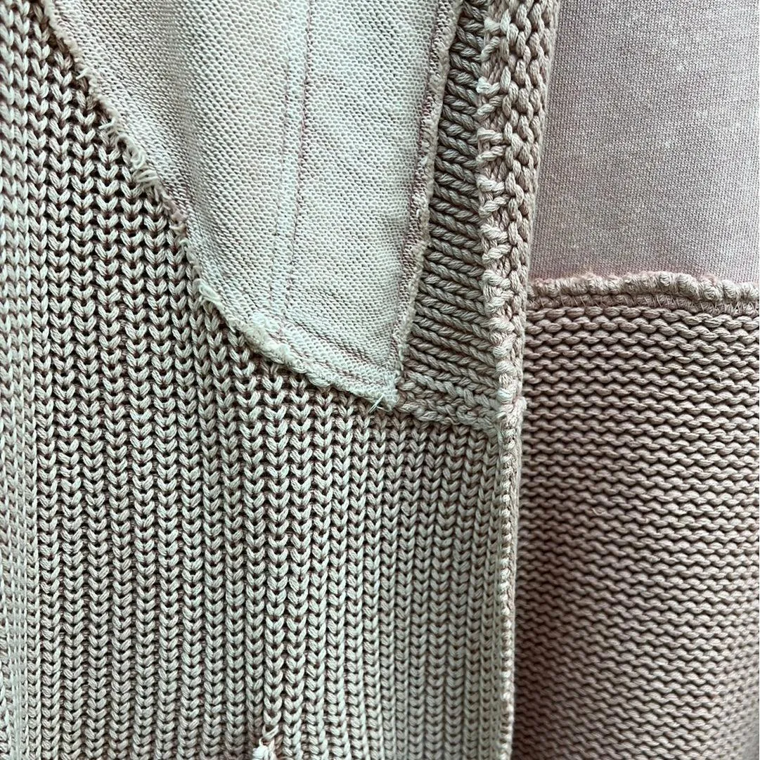 Peach Open Front Jacket with Knit Details