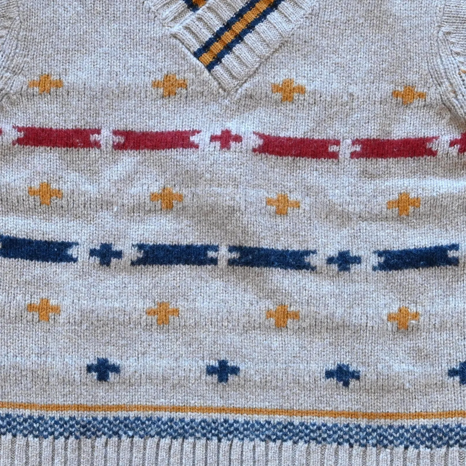 Pendleton Hallie Marino Sweater in Barley with Multi-Colored Graphic