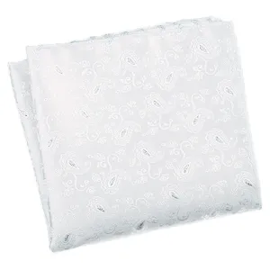 Porcelain White / Anatolian Silver Paisley Pocket Square - [2017 Spring]