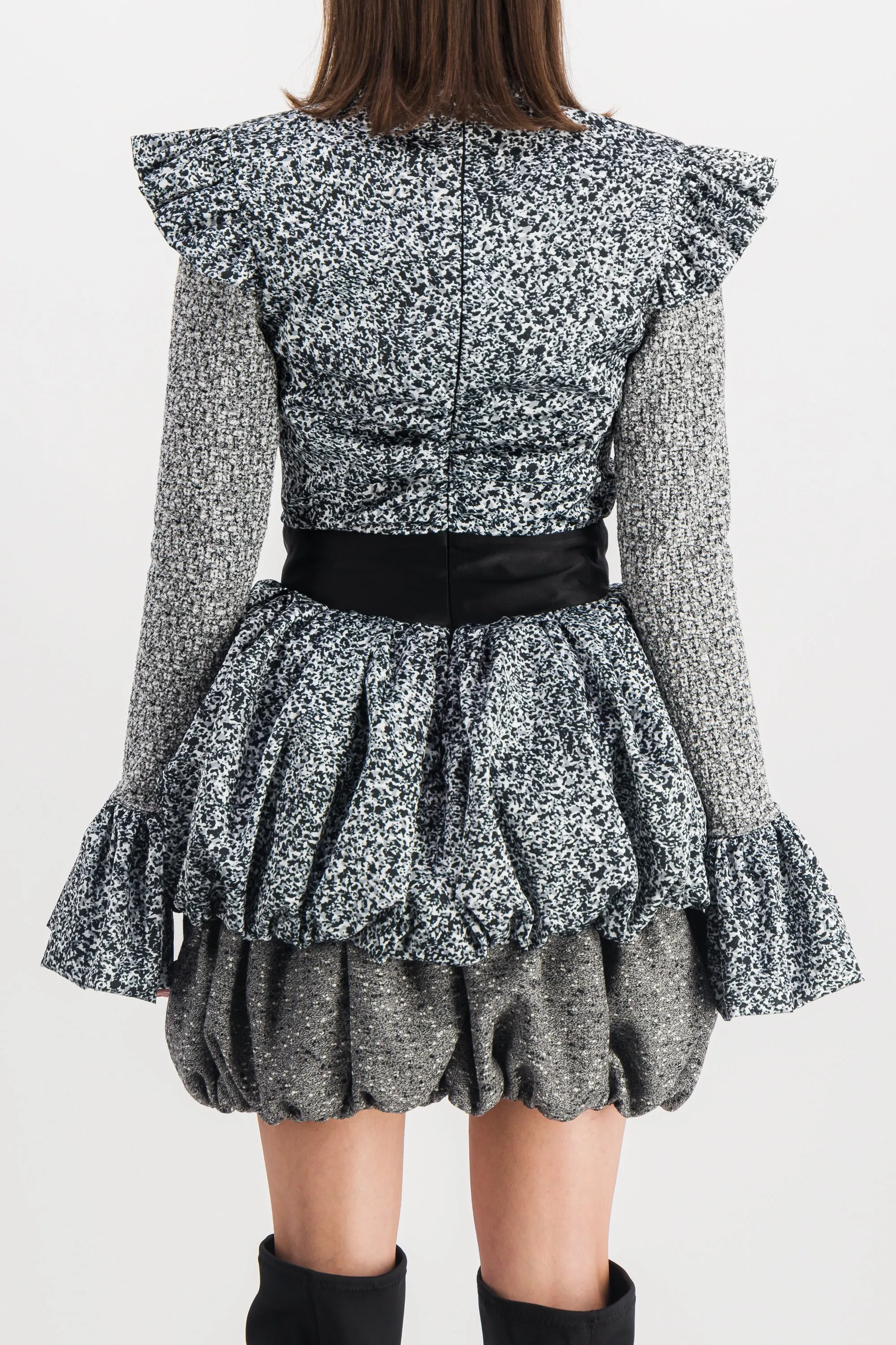 Printed recycled light satin mini dress