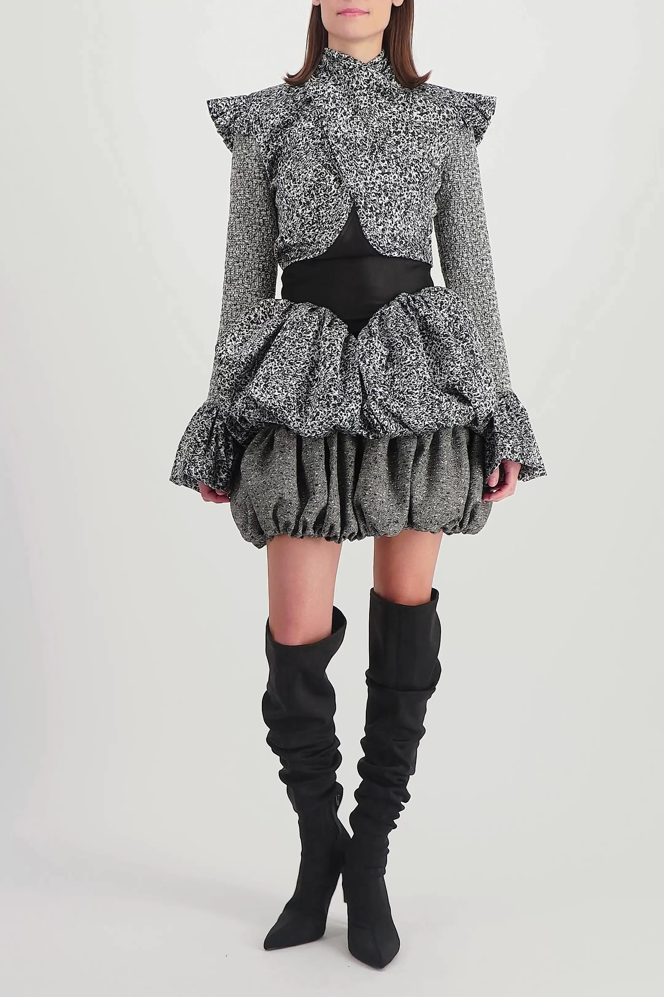 Printed recycled light satin mini dress