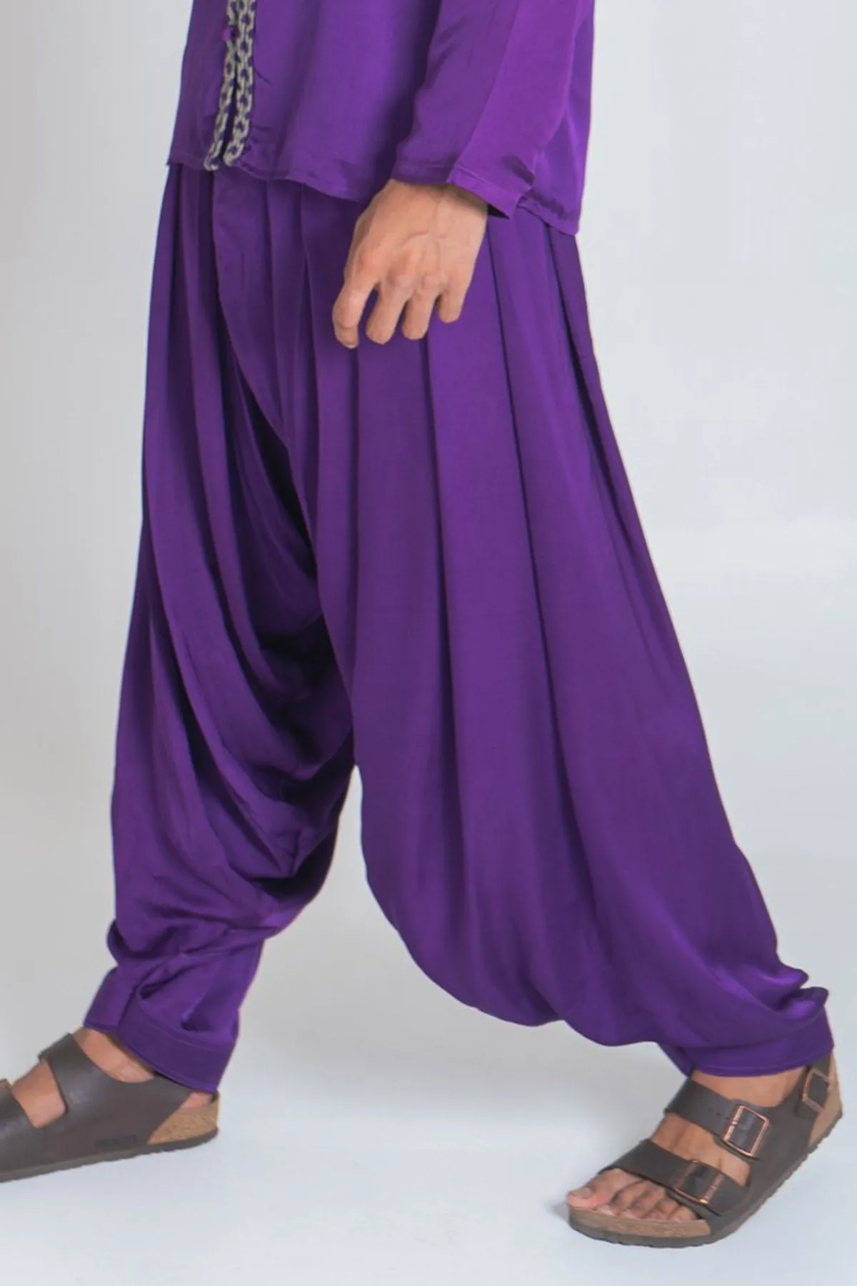 Purple Bemberg Silk Dhoti Pants