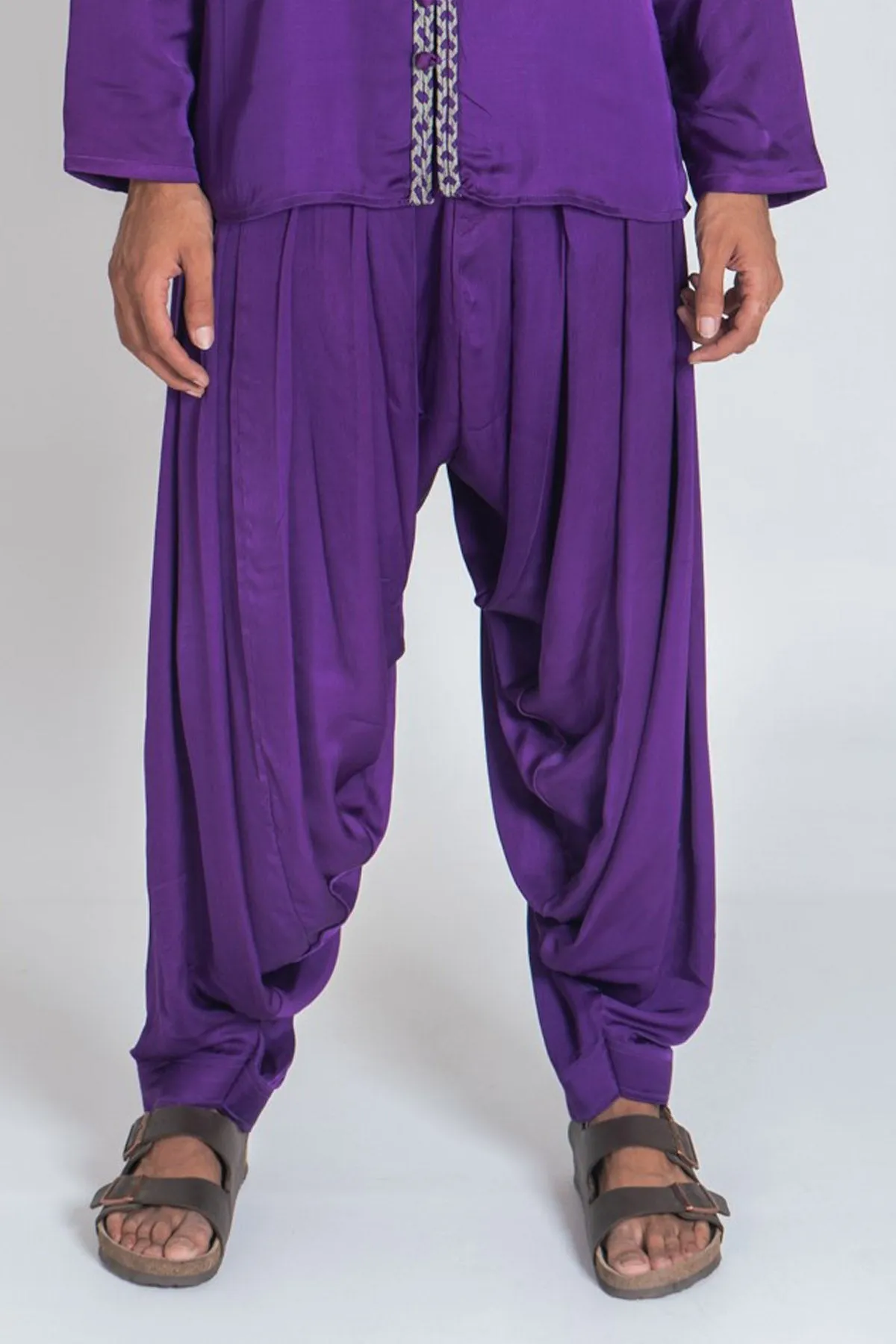 Purple Bemberg Silk Dhoti Pants
