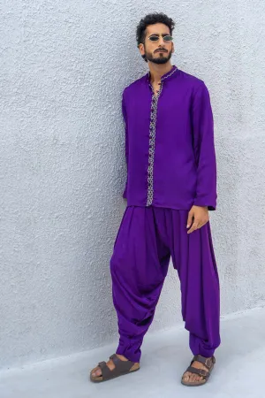 Purple Bemberg Silk Dhoti Pants