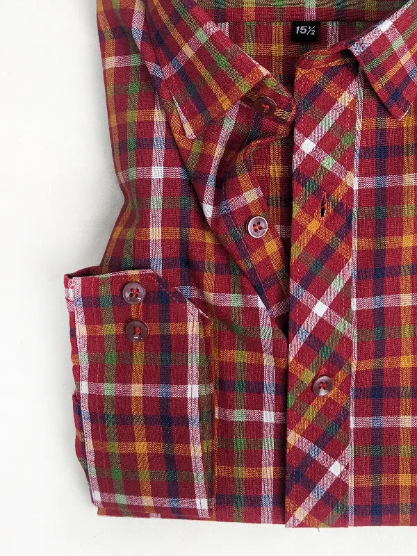 Red Checks Formal Dress Shirt For Men AN MFS96