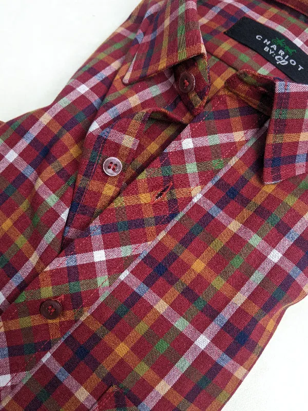 Red Checks Formal Dress Shirt For Men AN MFS96