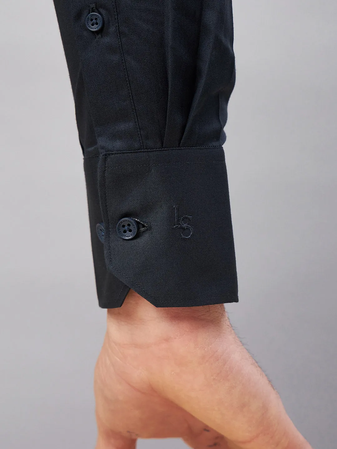 Regular Fit Semi Formal Solid Navy Blue Shirt For Men