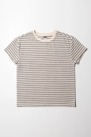 Regular Fit T-Shirt Stone & Grey Stripe