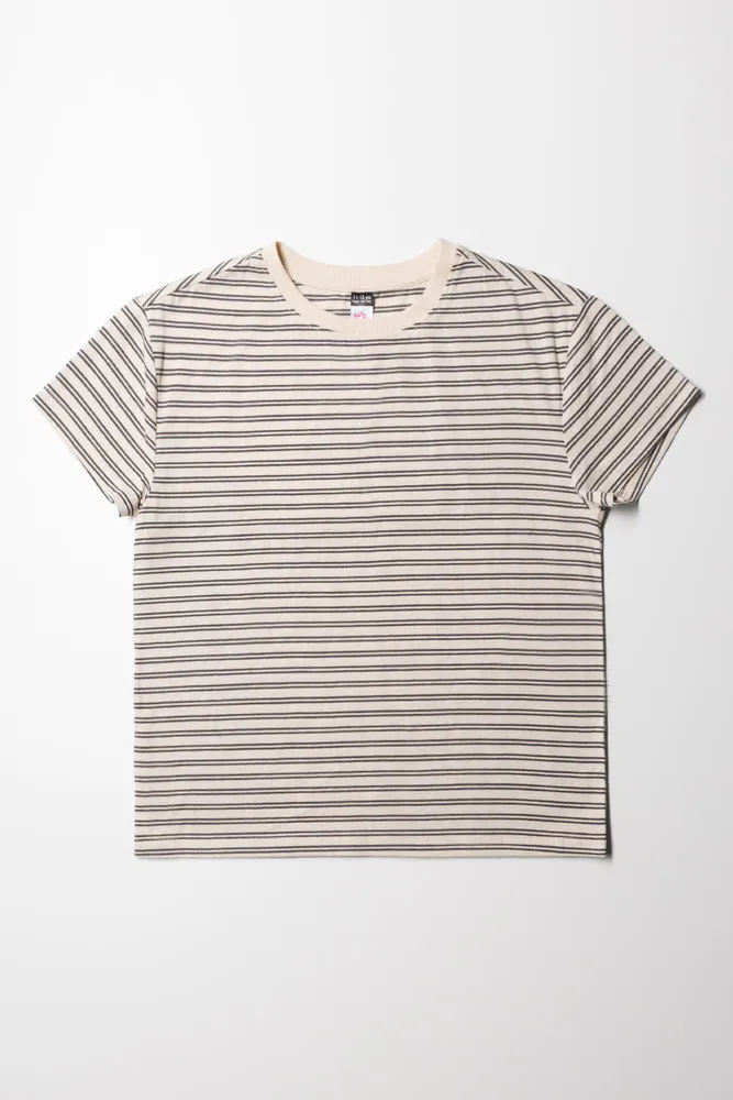 Regular Fit T-Shirt Stone & Grey Stripe