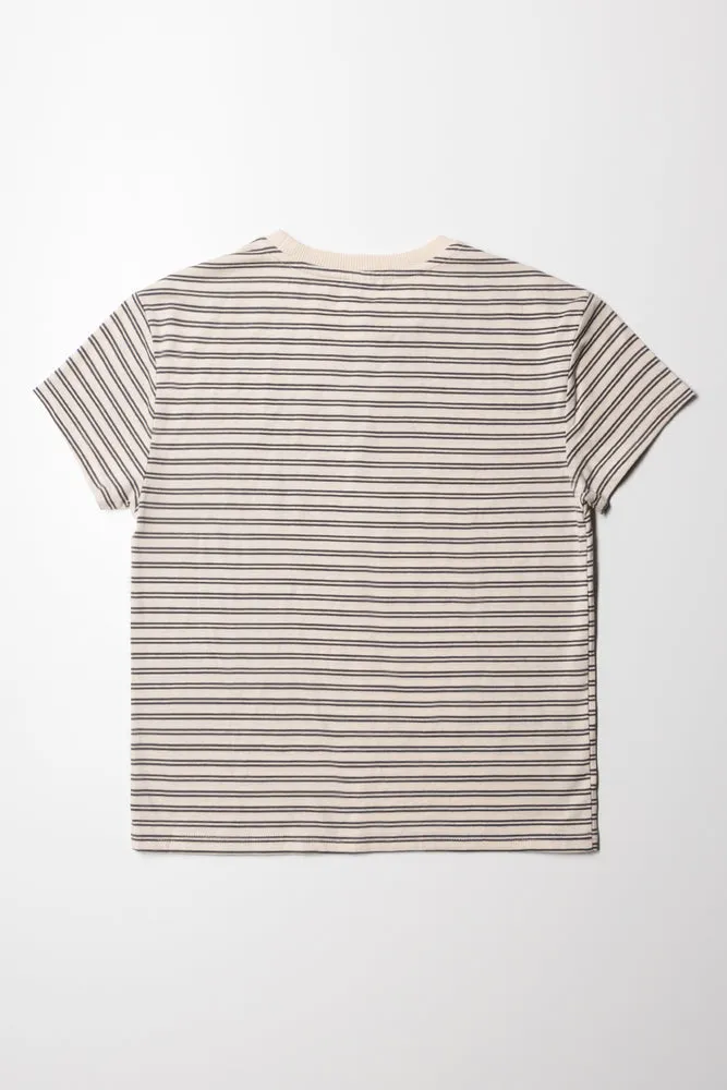 Regular Fit T-Shirt Stone & Grey Stripe