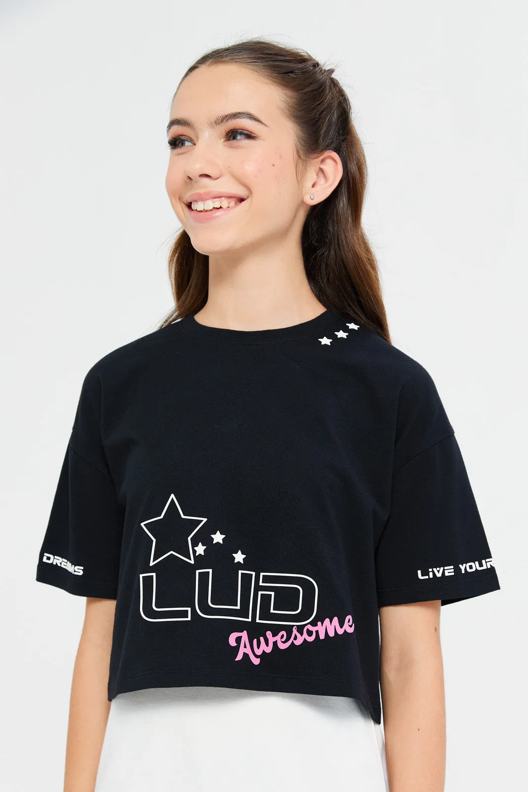 Senior Girls Black And White Twofer Top