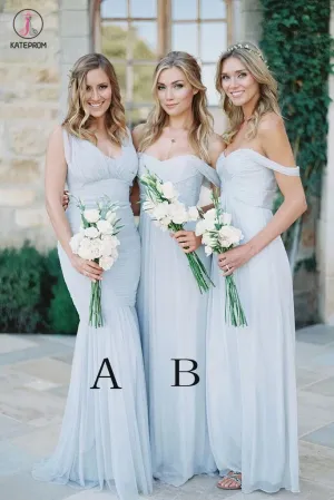 Sexy Cheap Light Blue Mismatched Different Styles Chiffon Bridesmaid Dresses KPB0068